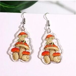 ❤️ FREE Mushroom Frog Toad Hipster Art Artsy Plant Drop Modern Farm Hip Earrings